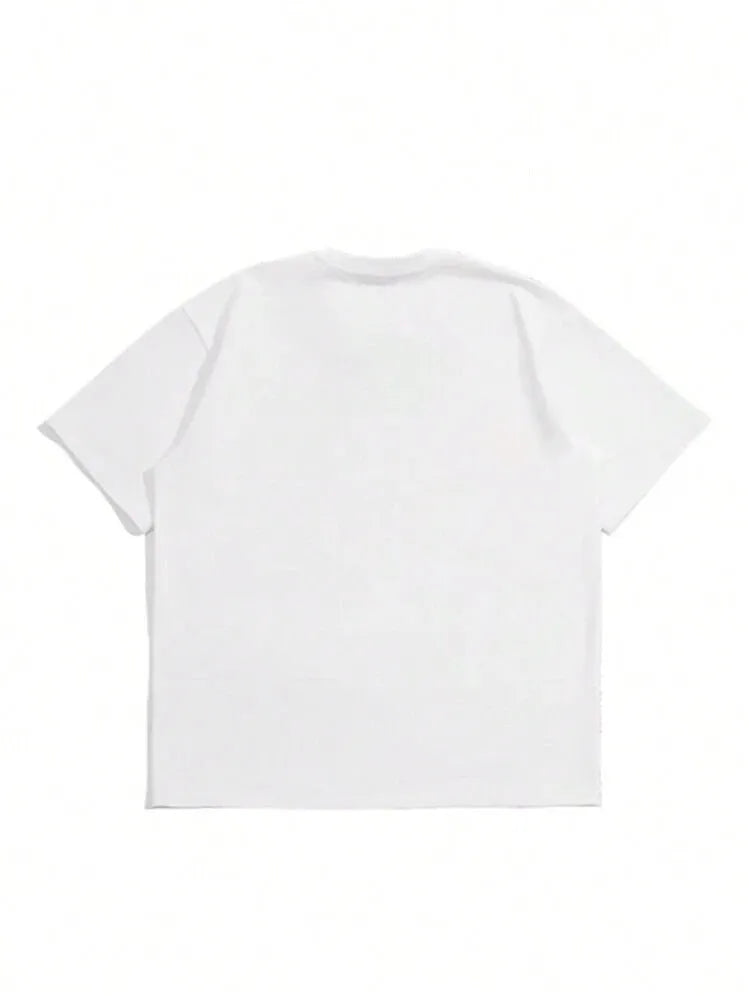 Men's black pure cotton short sleeve t-shirt with Japanese retro style print.