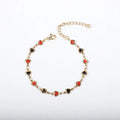 Heart shaped stainless steel bracelet with gold plating in multiple colour options showing adjustable 17+5cm length