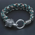 Handmade stainless steel wolf head bracelet with camouflage colour finish