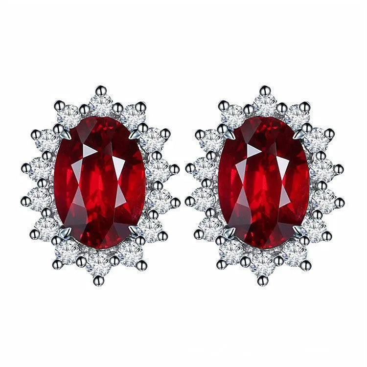 Heart-shaped six-claw inlaid zircon earrings for women, copper electroplated drop earrings with love motif