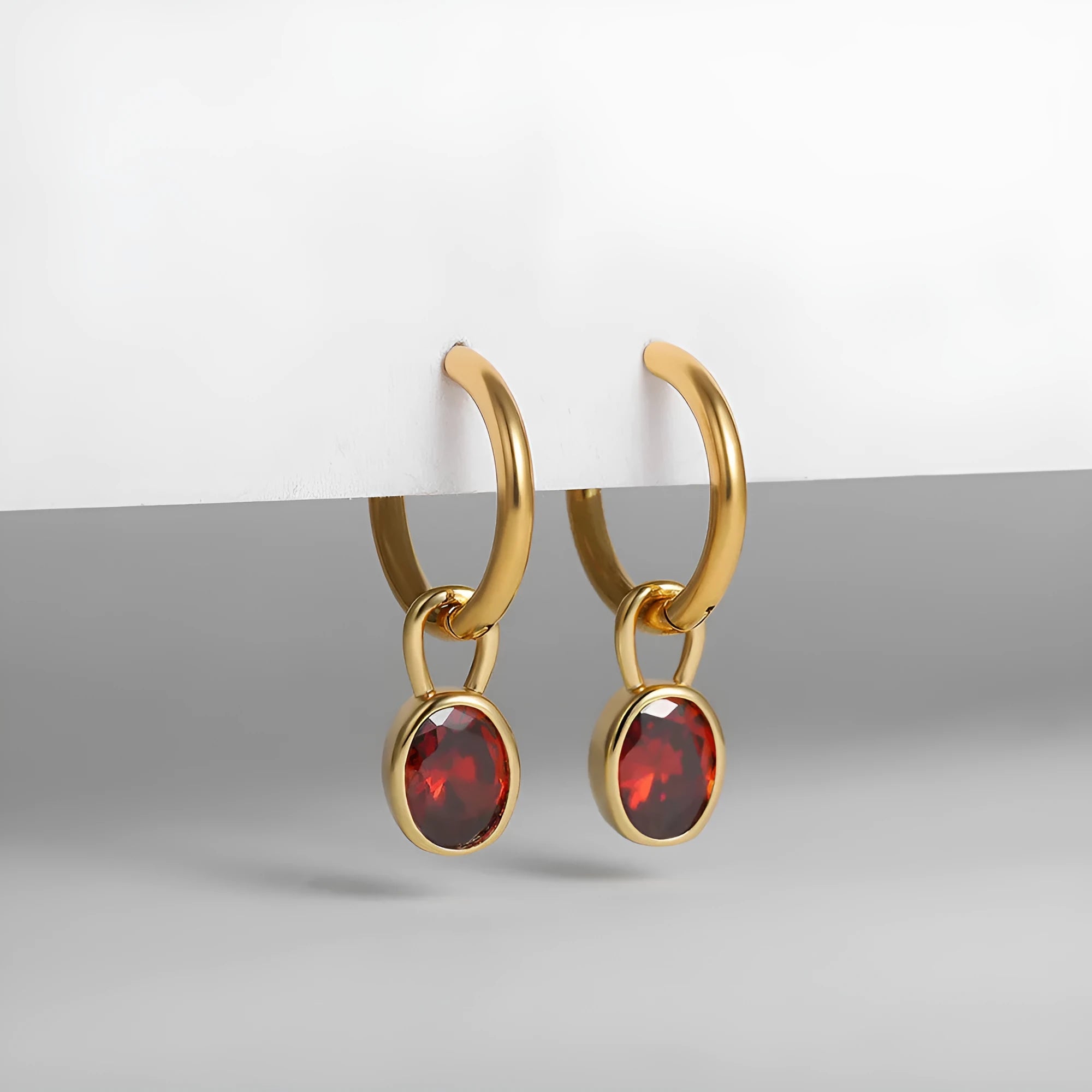 Women's retro oval drop earrings with zircon, shown in an Army Green colour option.
