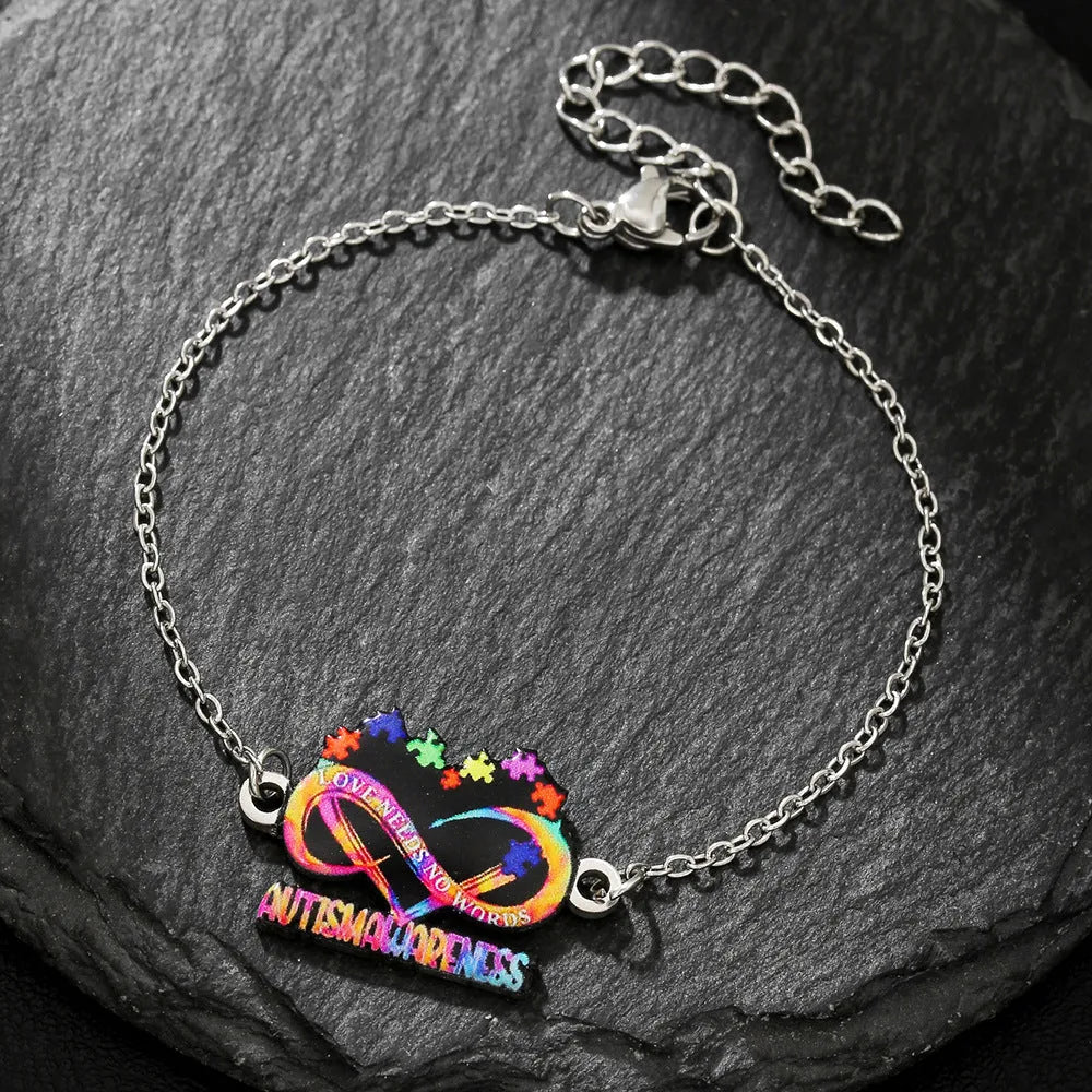 Women's stainless steel necklace and bracelet set with inspirational colour printing.