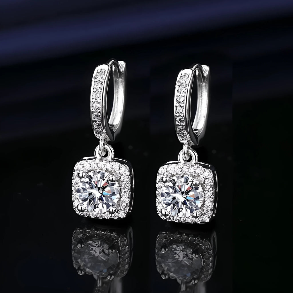 Heart-shaped six-claw inlaid zircon earrings for women, copper electroplated drop earrings with love motif