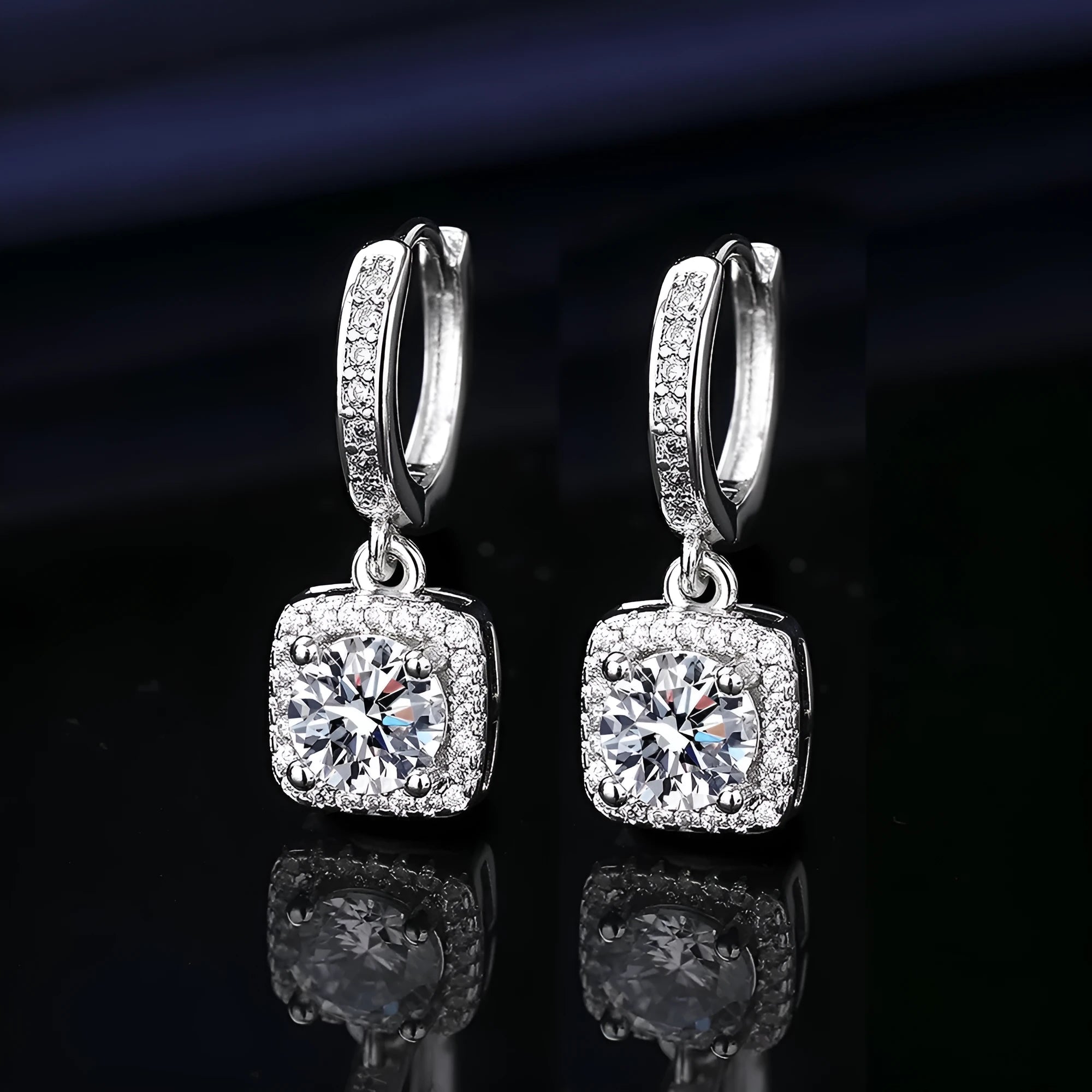 Heart-shaped six-claw inlaid zircon earrings for women, copper electroplated drop earrings with love motif