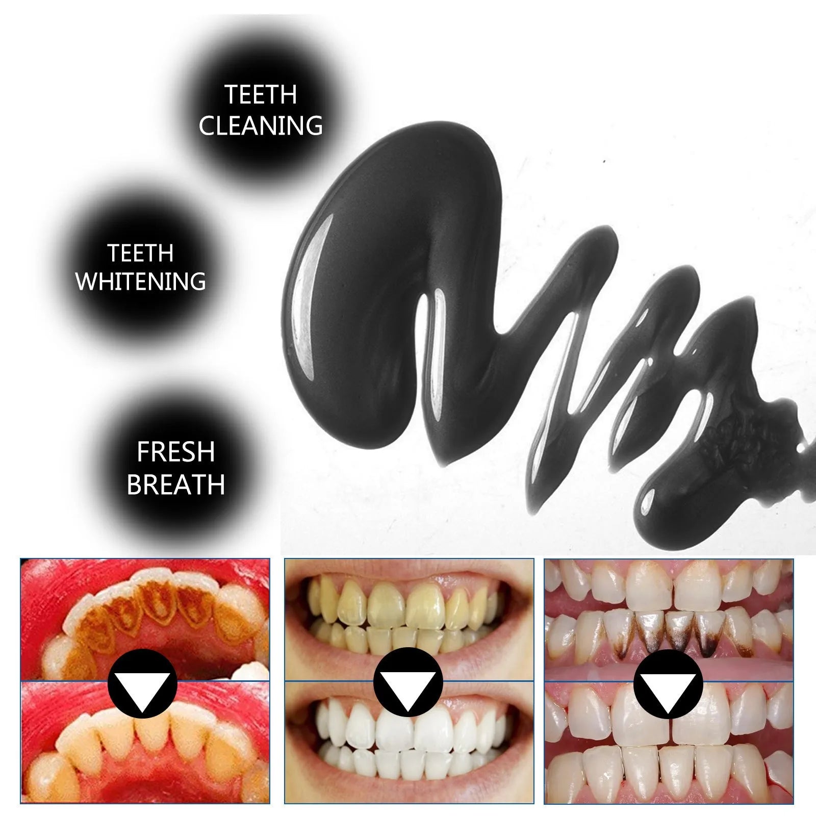 Bamboo charcoal bright white toothpaste in 30ml tube with triple-antibacterial formula