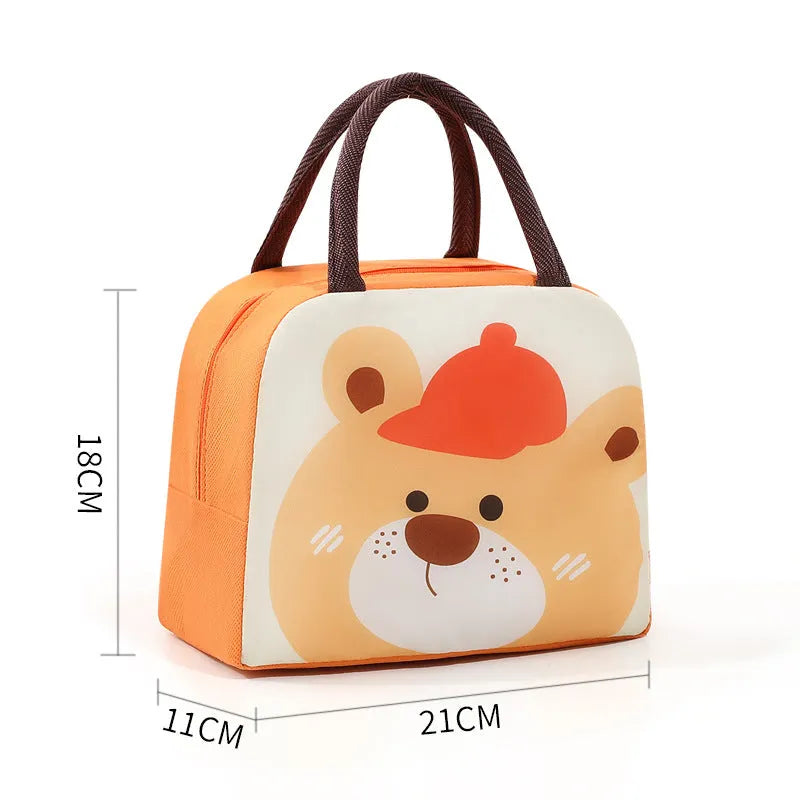 Cartoon insulated lunch box bag in oxford cloth with thermal function for packed lunches