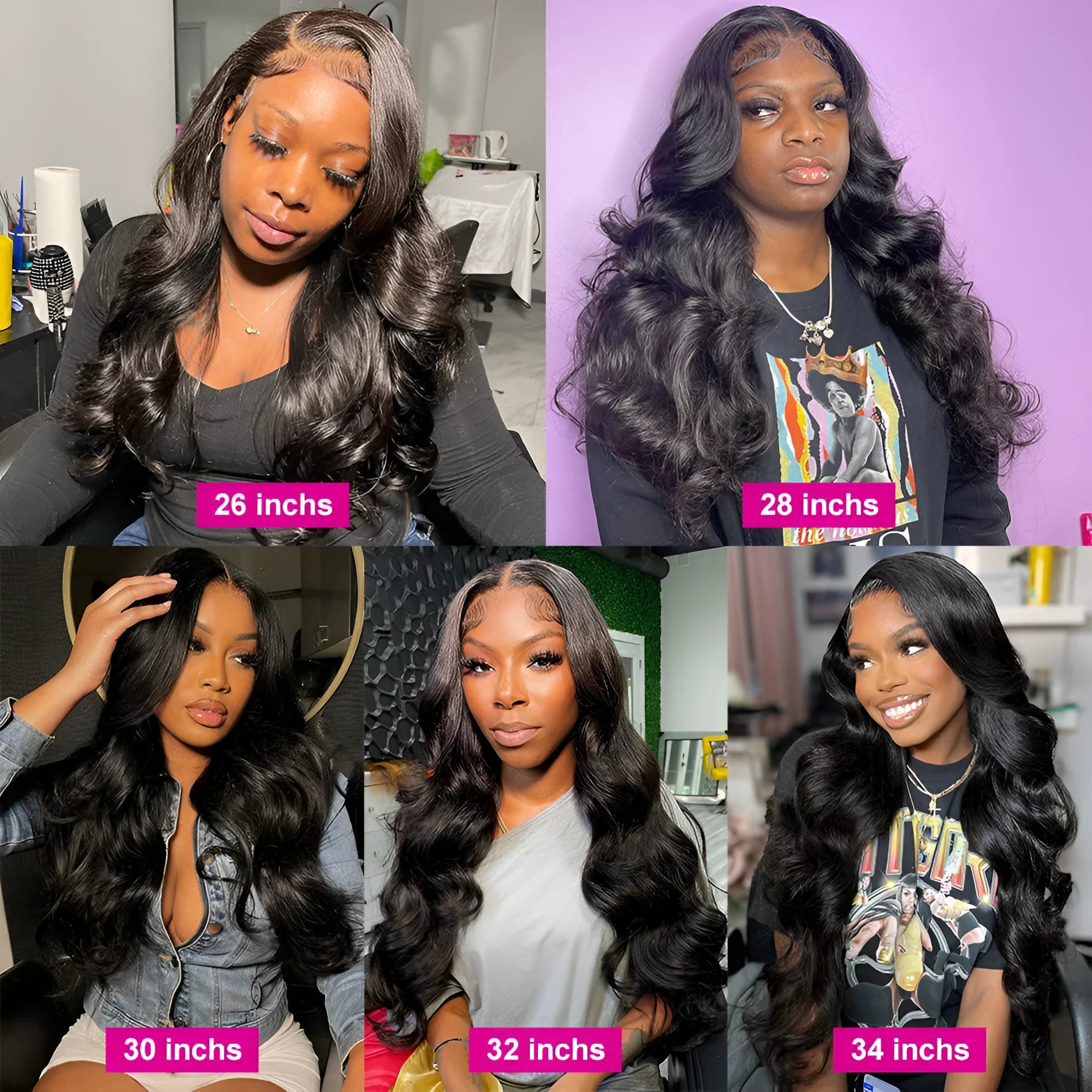 Black synthetic long curly wig with front lace and side swept bangs on a mannequin head.
