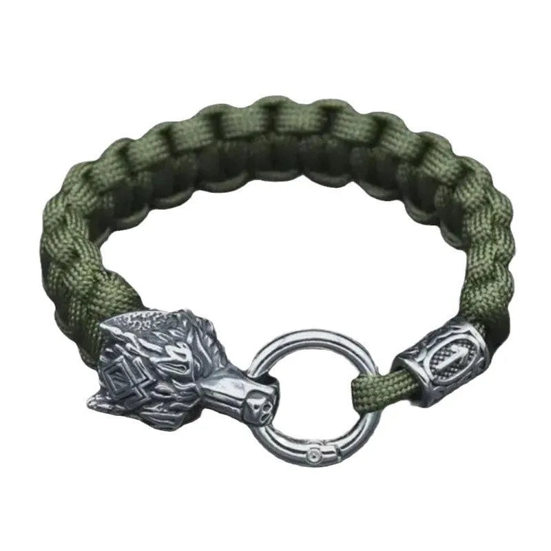 Handmade stainless steel wolf head bracelet with camouflage colour finish