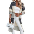 Grey loose-fit long sleeve knitted cardigan coat on a hanger