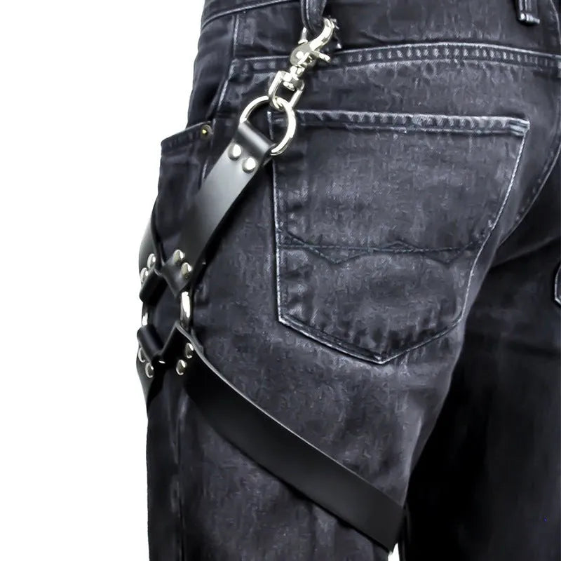 Black PU leather leggings fashion accessory.
