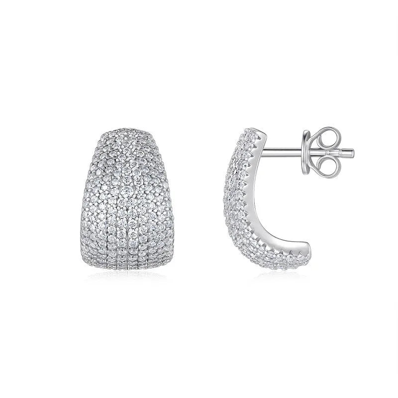 S925 sterling silver geometry ear studs with colourless moissanite stones