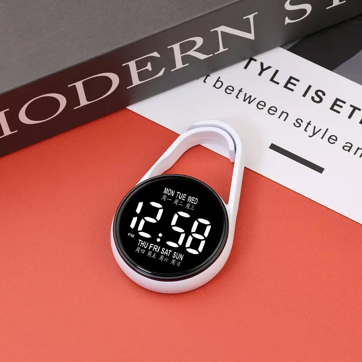 Fashion LED electronic watch showing luminous digital time display on a plastic strap, available in multiple colours.