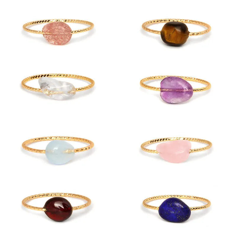 Women's geometric agate ring with original design in natural stone