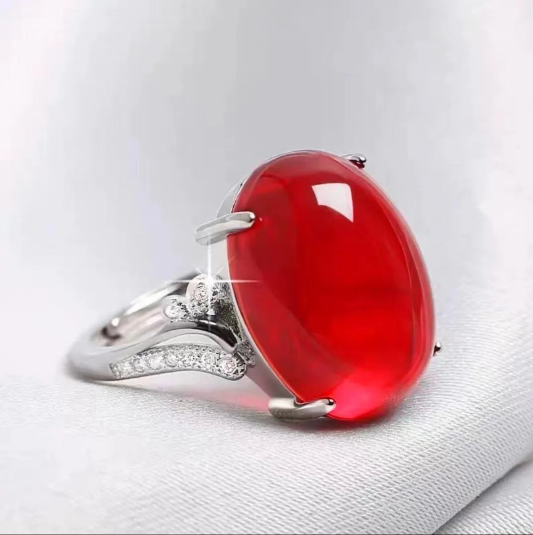 Alloy geometric sapphire ring with adjustable opening in five colour options
