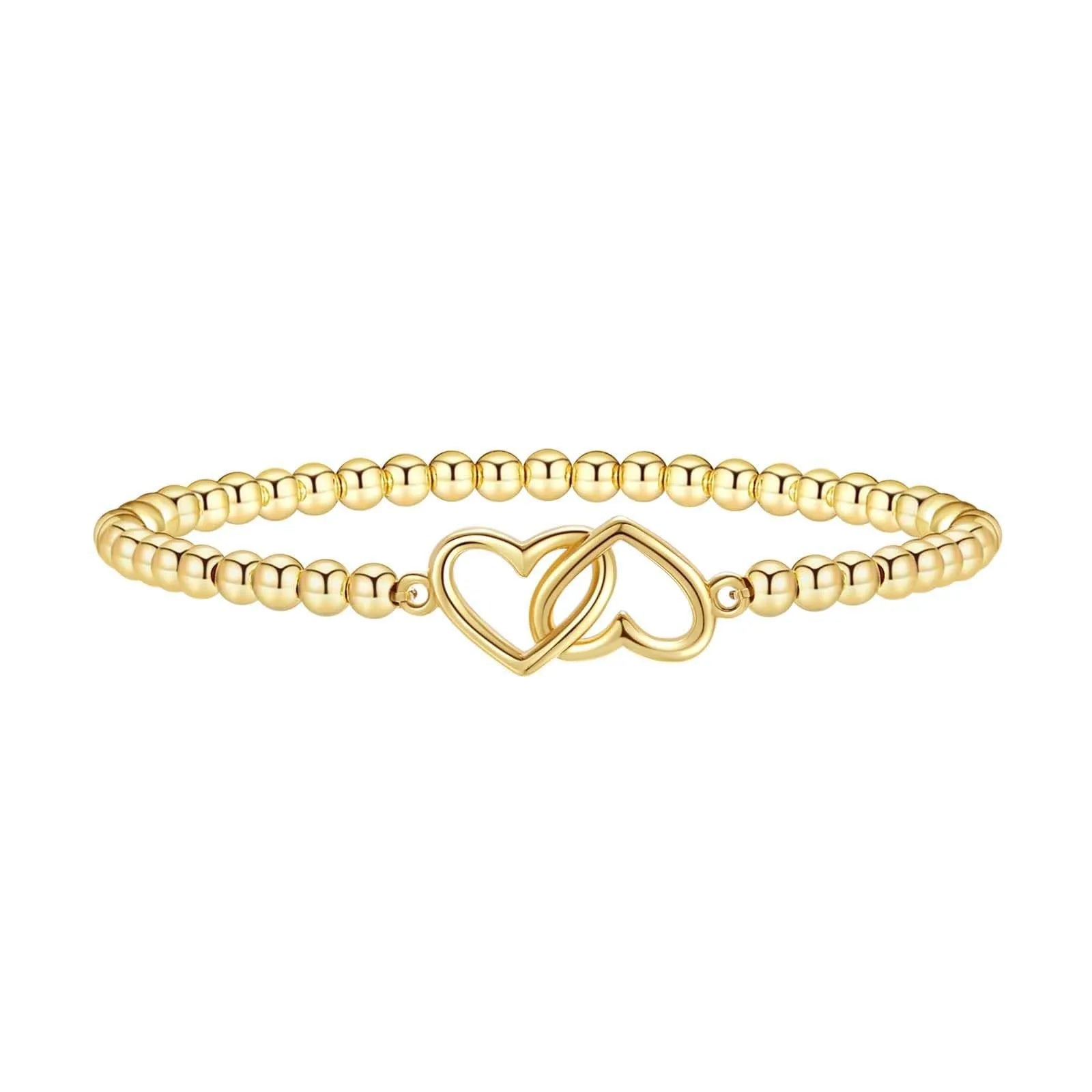 Adjustable stainless steel beaded bracelet with round beads in a simple geometric design.