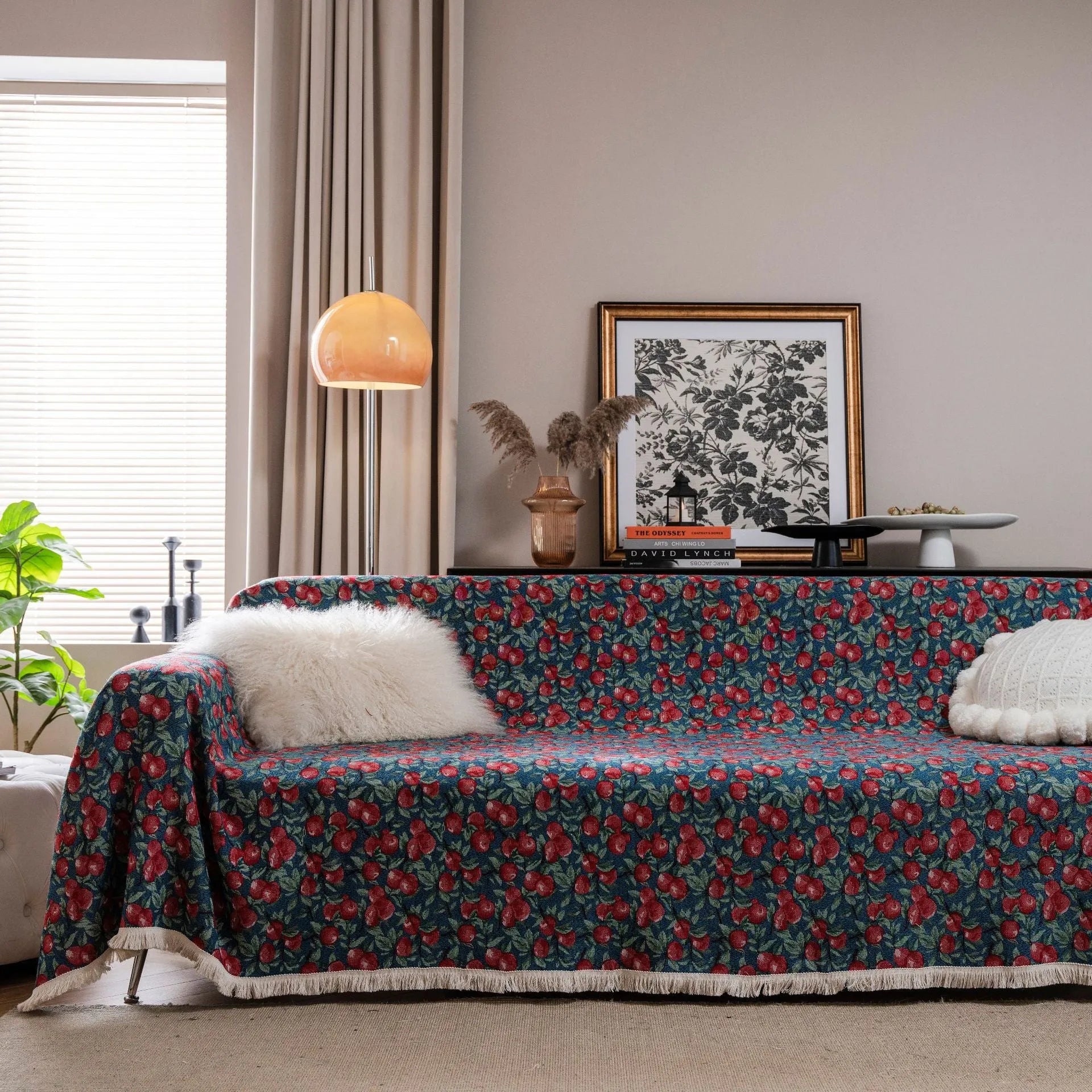 American country style jacquard floral pattern sofa cover in a polyester cotton blend fabric.