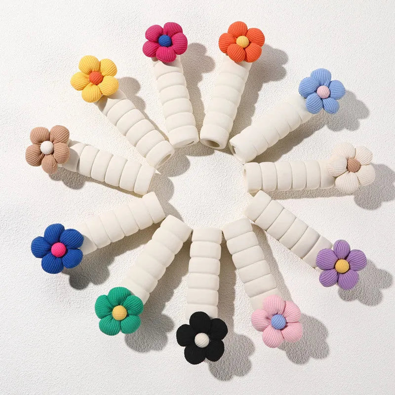 Round floral door handle protective cover in various colours showing PEVA construction