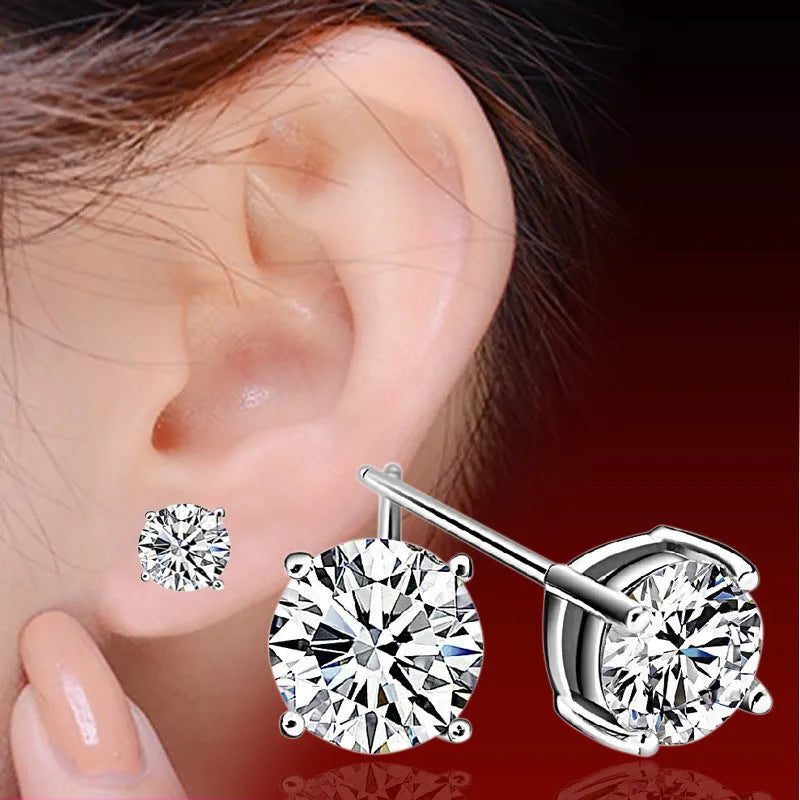 Heart-shaped six-claw inlaid zircon earrings for women, copper electroplated drop earrings with love motif