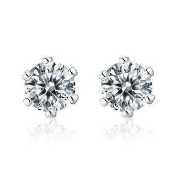 Heart-shaped six-claw inlaid zircon earrings for women, copper electroplated drop earrings with love motif