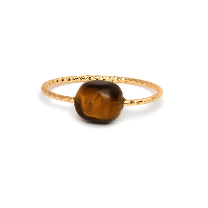 Women's geometric agate ring with original design in natural stone