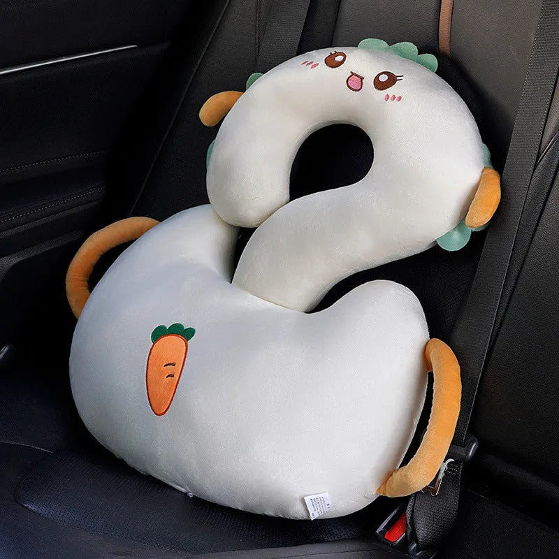 Square 65cm cartoon animal cushion pillow showing capybara, cat, dinosaur, rabbit, and toast design options