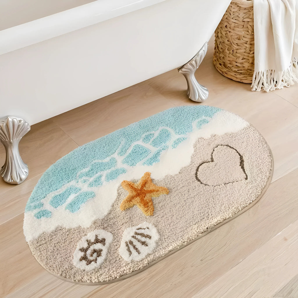 Rainbow pattern cashmere carpet floor mat with plastic bottom in sky sea colour, square shape available in two sizes