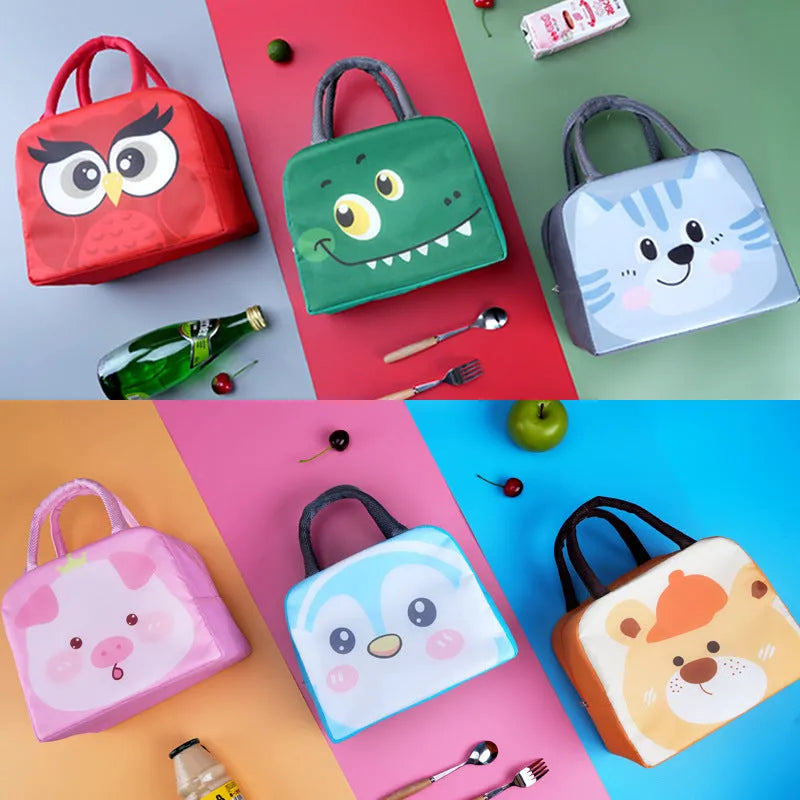 Cartoon insulated lunch box bag in oxford cloth with thermal function for packed lunches