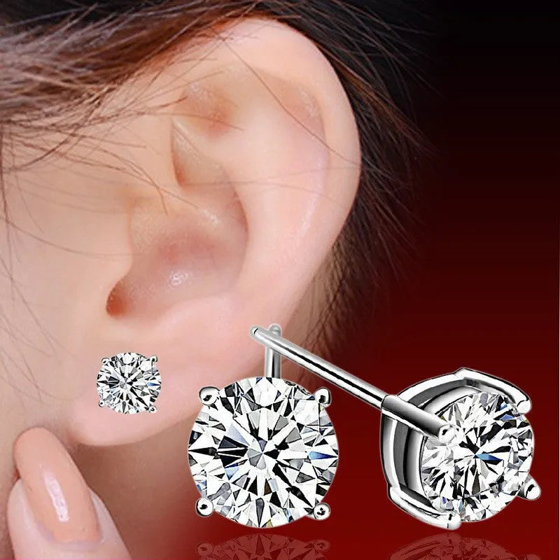 Heart-shaped six-claw inlaid zircon earrings for women, copper electroplated drop earrings with love motif