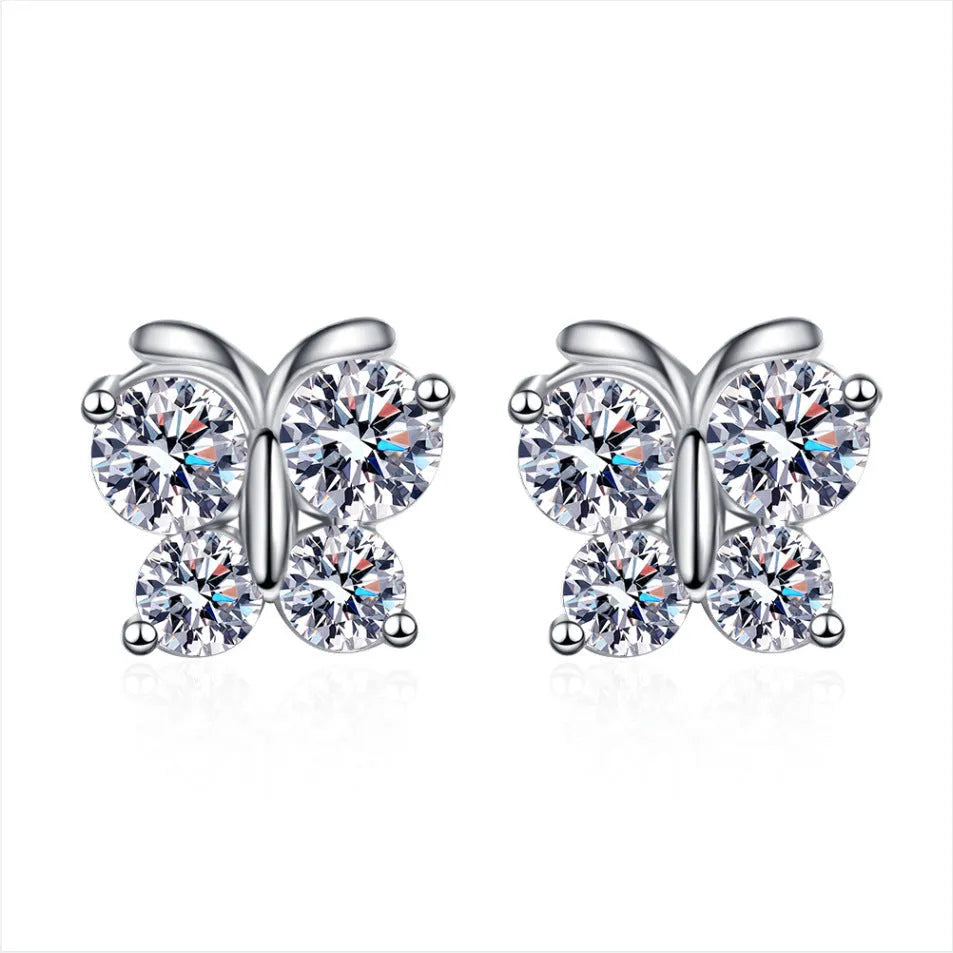 Heart-shaped six-claw inlaid zircon earrings for women, copper electroplated drop earrings with love motif