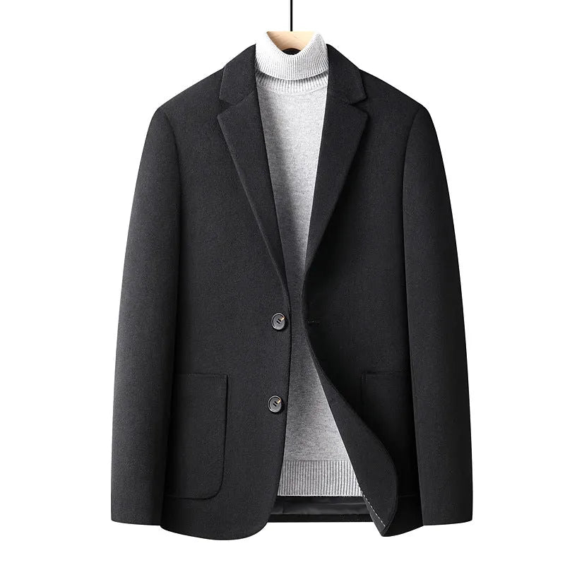 Men's slim fit wool suit jacket in grey colour with polyester lining for autumn winter wear