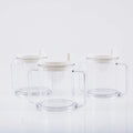 Transparent plastic spill-proof drinking cup with 301-400ml capacity.