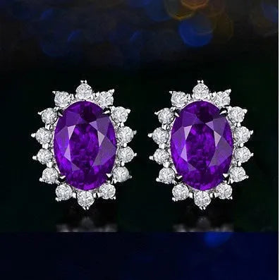 Heart-shaped six-claw inlaid zircon earrings for women, copper electroplated drop earrings with love motif