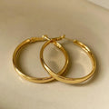 Copper circle earrings with 40mm diameter in gold or silver electroplated finish