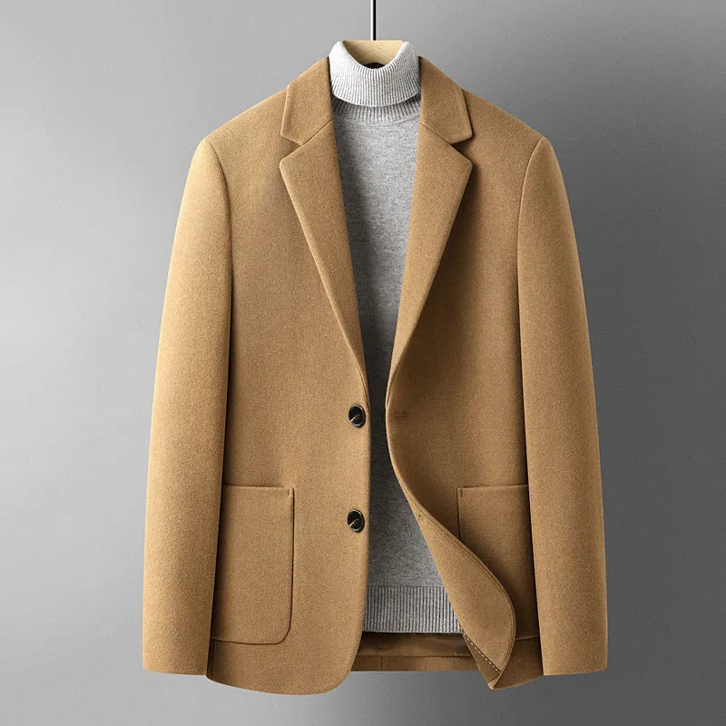 Men's slim fit wool suit jacket in grey colour with polyester lining for autumn winter wear