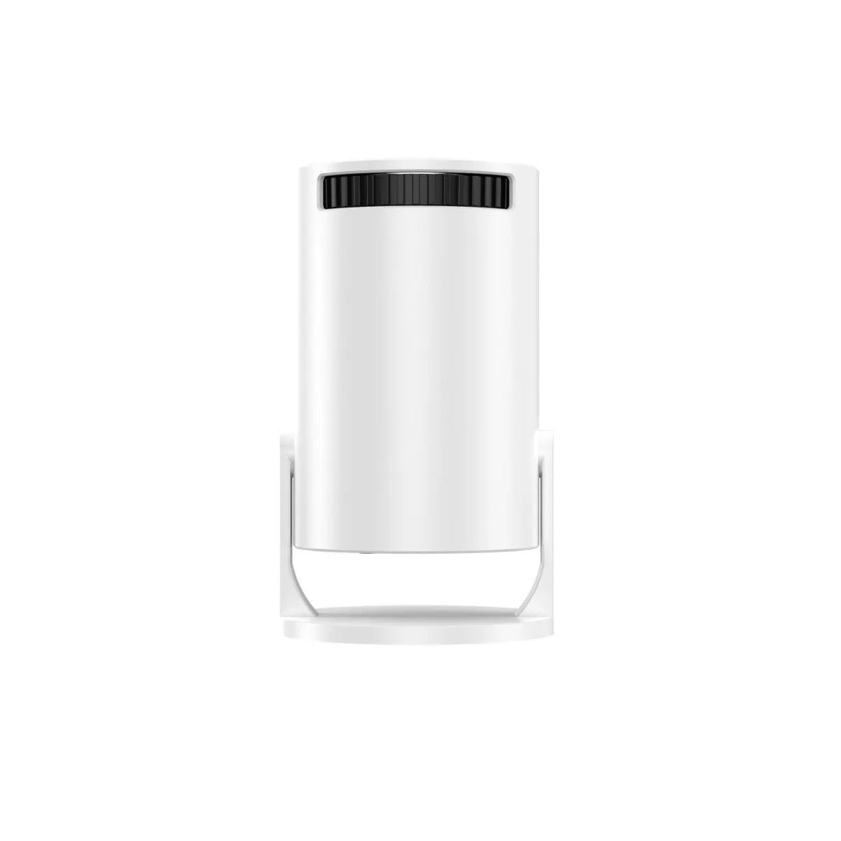 White mini wireless portable HD projector for home use with same-screen feature.