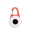 Blue rechargeable LED dog collar light with silicone strap showing four lighting mode buttons