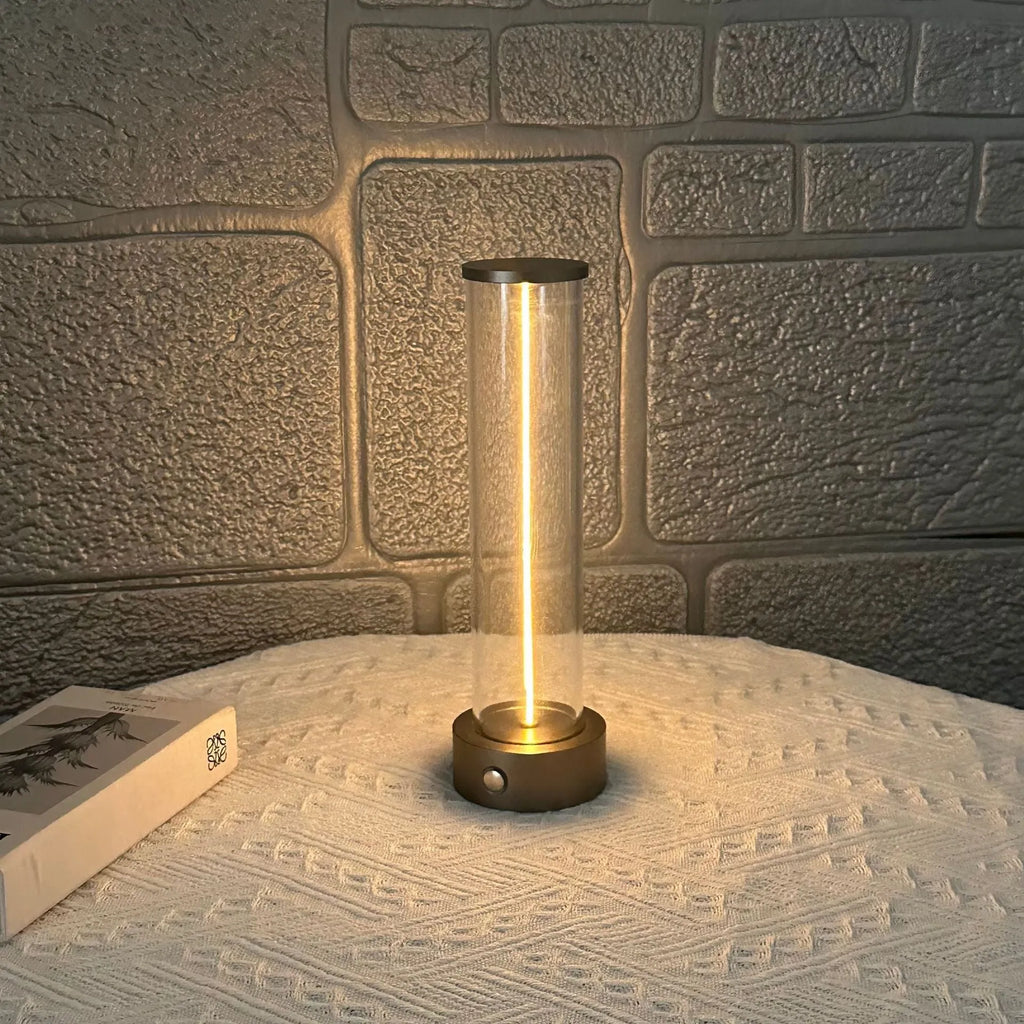 Modern glass LED light strip with magnetic suction backing measuring 53mm by 234mm