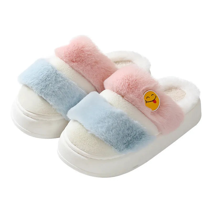 Thermal cotton slippers with cashmere lining and plush upper in multiple colour options
