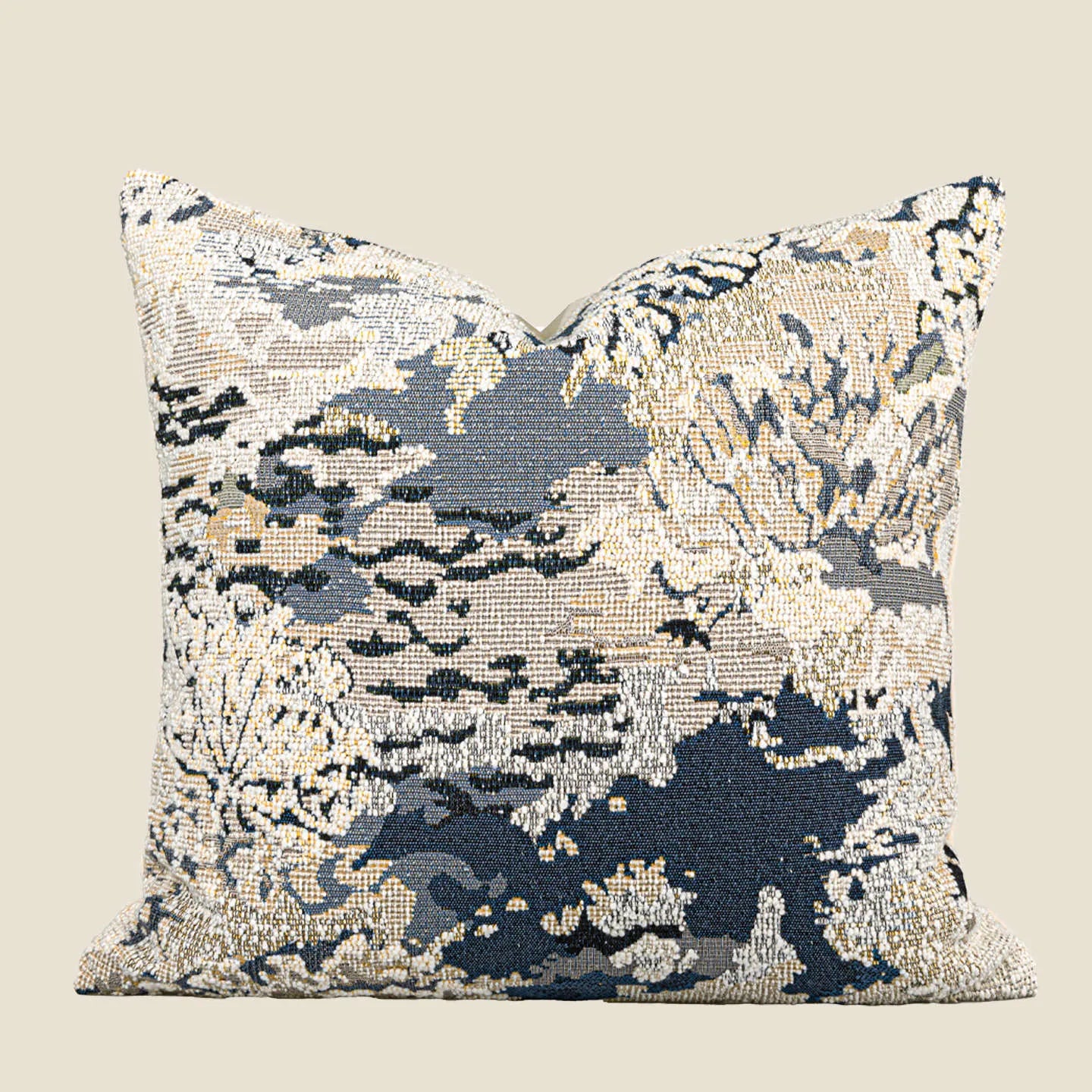 Spring flower blue abstract floral patterned feather velvet pillowcase for cushions.