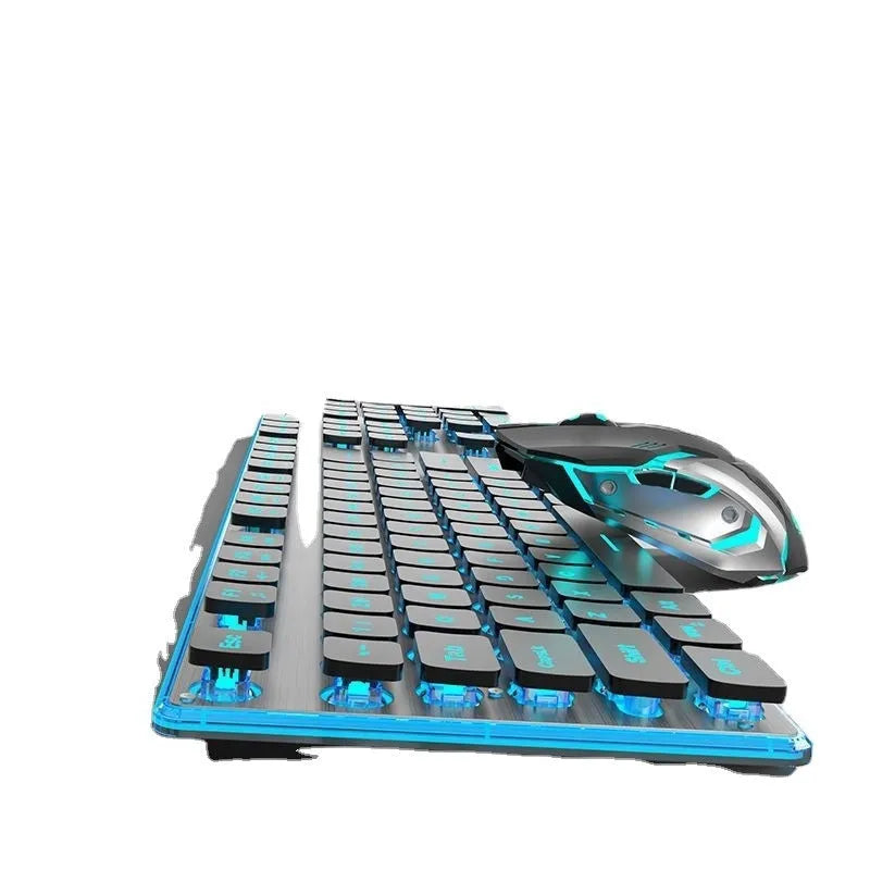 Wireless Bluetooth keyboard with mute button and ice blue backlight in cherry blossom pink colour