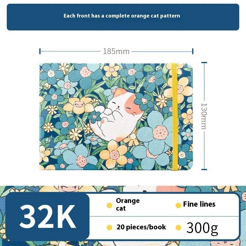 Feiluniao handmade fabric watercolour notebook in 185mm portable size, showing artistic cover design.