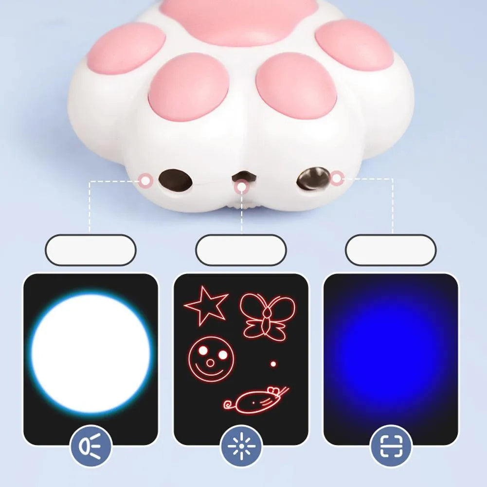 Pink and black USB rechargeable infrared cat teaser toy with keychain attachment