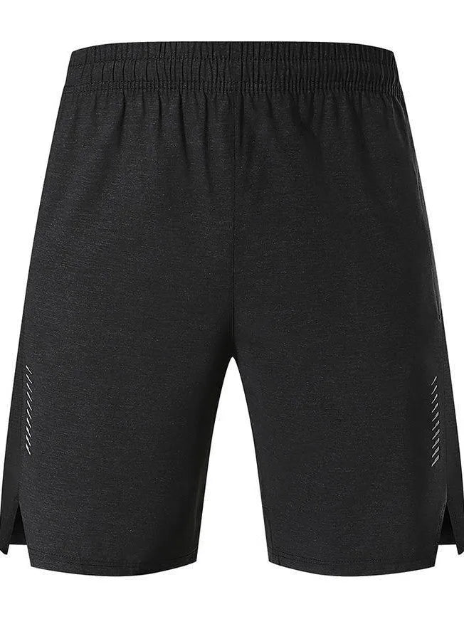Men's forest green spandex casual shorts with five-point construction and mid-waist design
