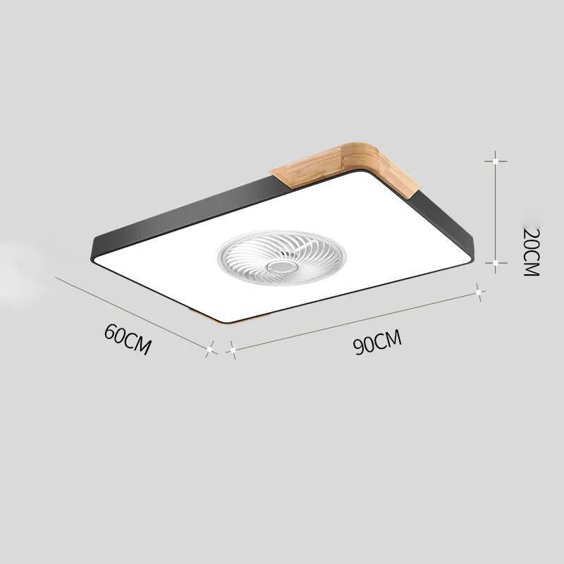 Nordic ceiling fan with light featuring solid wood blades and a white PVC lampshade