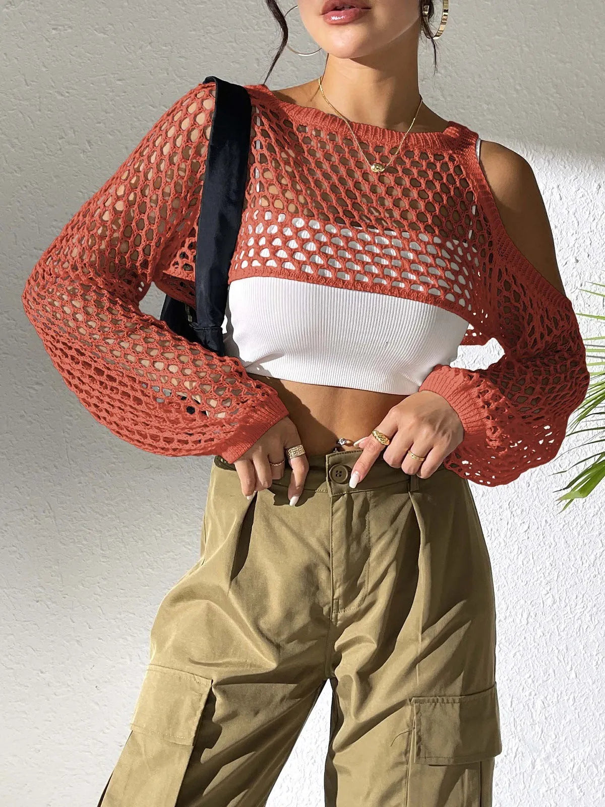 Sexy navel hollowed mesh beach shirt for couples in army green colour