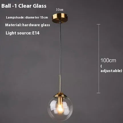 Nordic style round glass ball chandelier in contemporary home setting