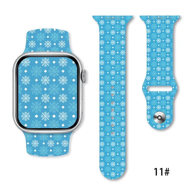 Christmas silicone watch strap in solid colour style 01, fitting 38-49mm watch cases with push-pin fitting