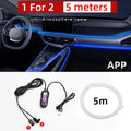 USB car LED atmosphere lamp with colourful colour-changing light strips for centre console and dashboard installation