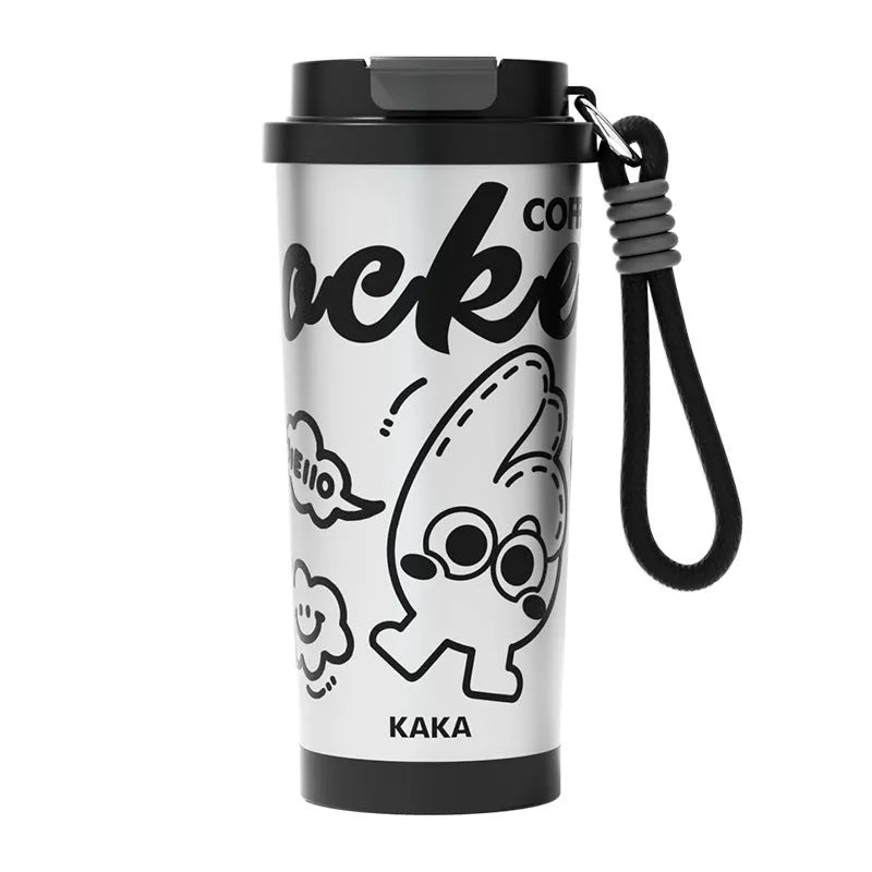 500ml creative vacuum flask in black, blue and red, green, or pink purple, showing stainless steel construction.