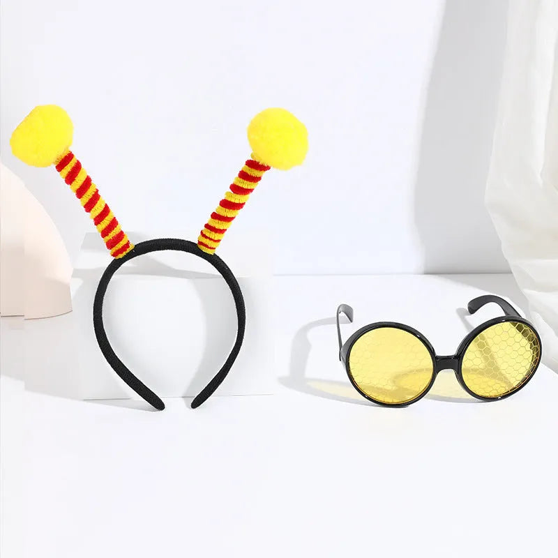 Kids bees party dress up set with headband and glasses in four colour variations